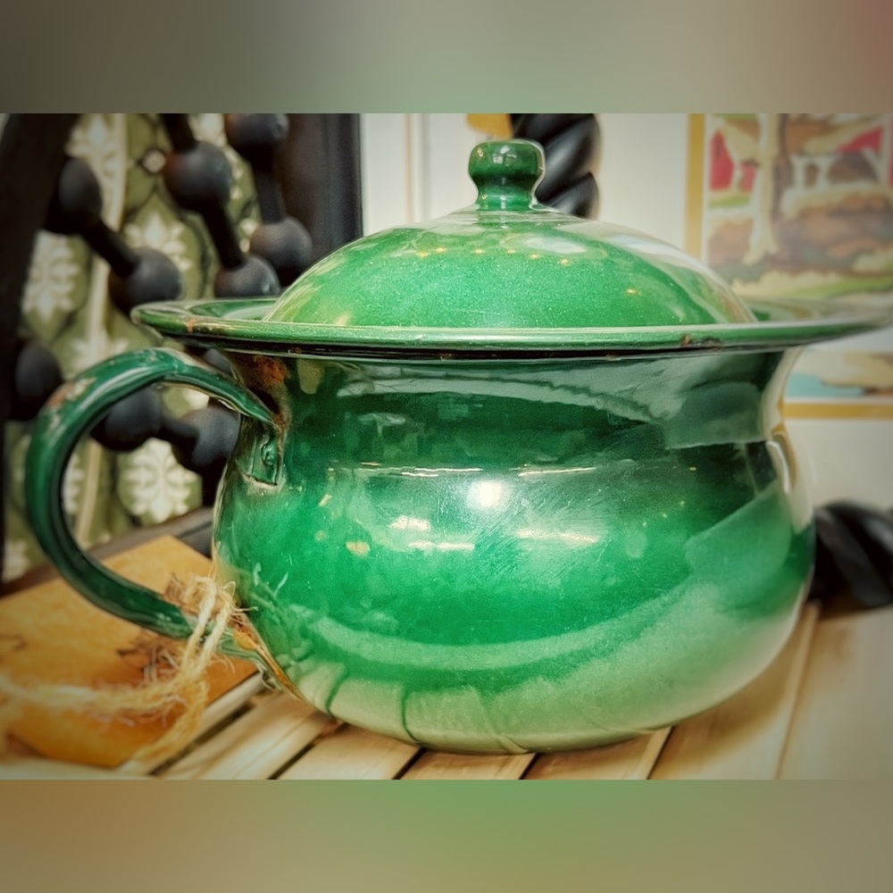 Vintage green Enamelware Child’s Chamber Pot
